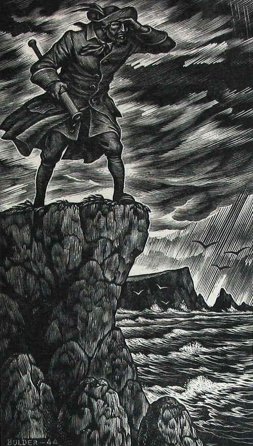 Den heelen dag hing hij rond op de rotsen met een bronzen telescoop